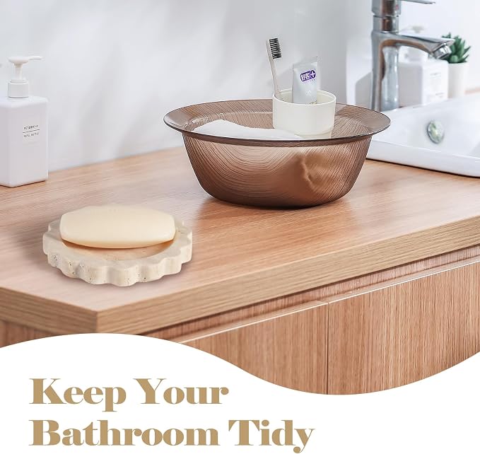 Koville Travertine Jewelry Tray, 5.51" Round Trinket Dish - Image 7