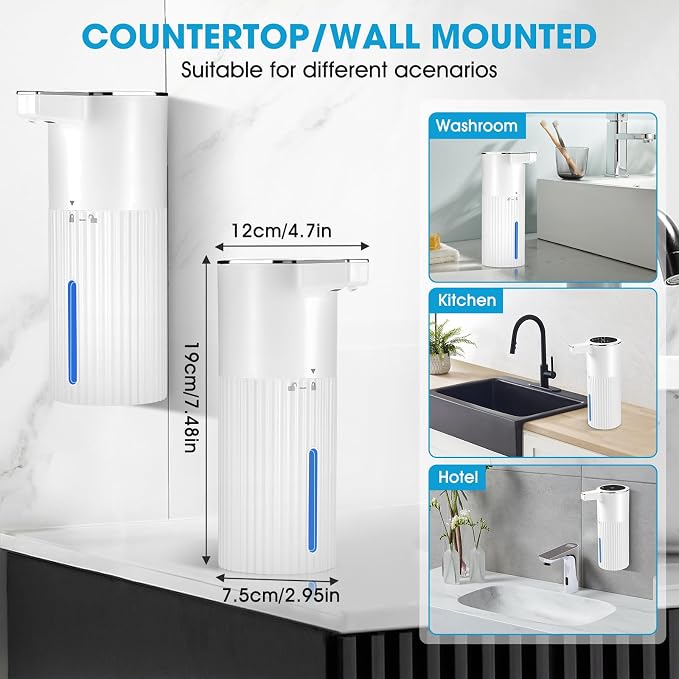 2 Pack Touchless Automatic Soap Dispenser, Smart Sensor Foam Hand Wash Dispenser - Image 6
