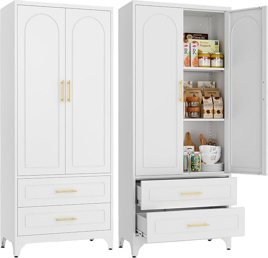 75" Kitchen Pantry Cabinet, Metal Storage Cabinets by Steeloong