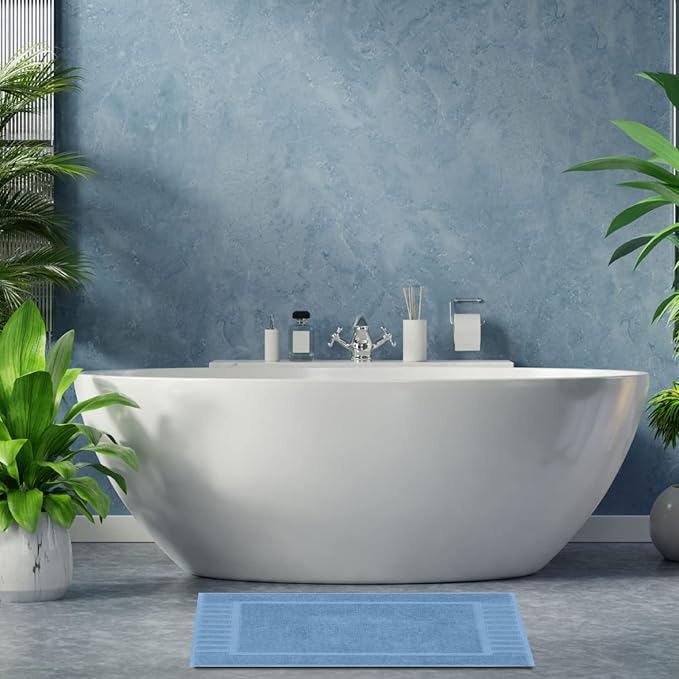 White Classic Luxury Bath Mat Floor Towel Set - Image 8