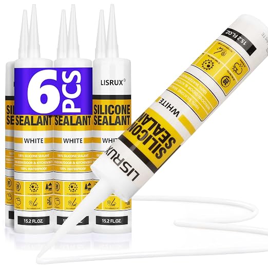 White Advanced Silicone Caulk, 100% Waterproof Silicone Sealant Indoor Outdoor by Unknown
