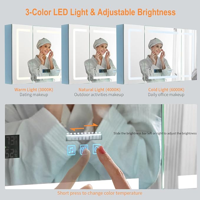 VINGLI LED Lighted Medicine Cabinet - Image 5