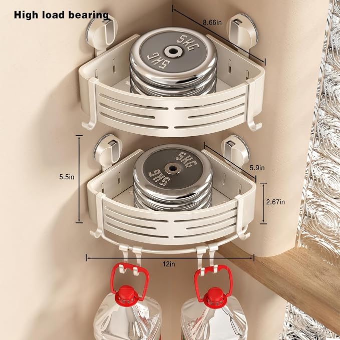 VOLPONE Corner Shower Caddy Suction Cup Shower Shelf Corner No Drilling - Image 6
