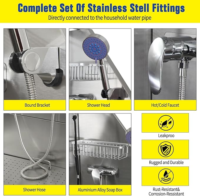 50 Inch Stainless Steel Dog Washing Station, Professional Grooming Tub - Image 5