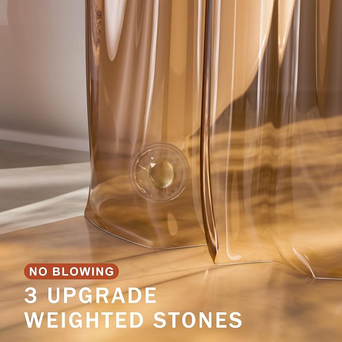 AmazerBath Shower Curtain Liner, 100% EVA Soft Clear Amber Heavy Duty Shower - Image 3