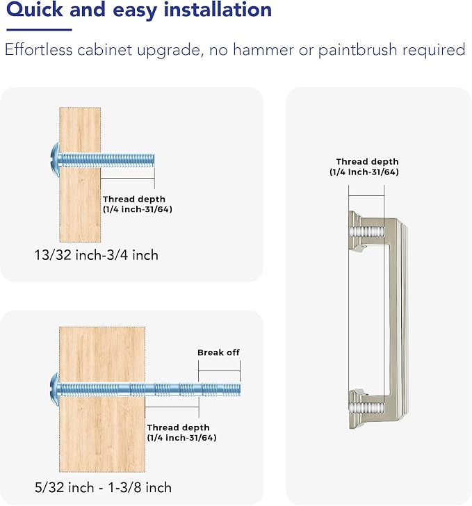 Ravinte Hardware 5 Pack Brushed Nickel Cabinet Pulls, 3 Inch Hole Center Zinc - Image 3