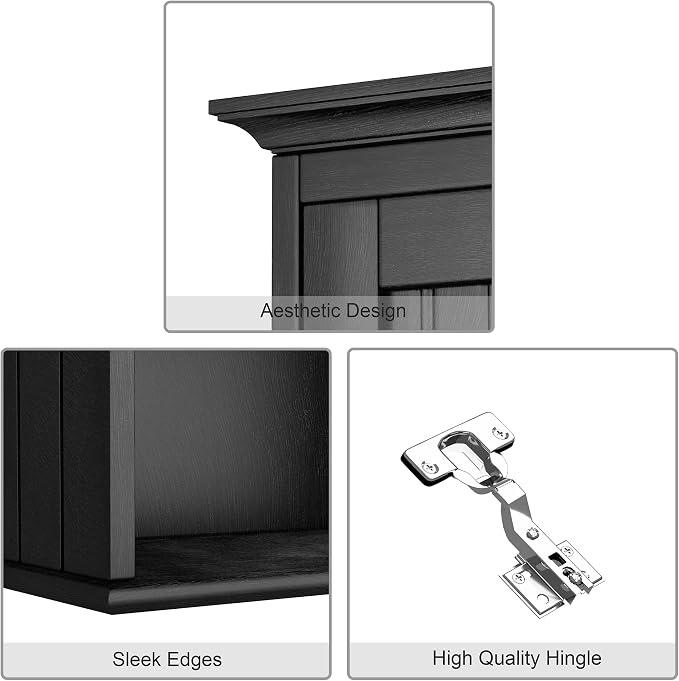 Treocho Wood Wall Cabinet Bathroom Medicine Cabinet Storage - Image 7