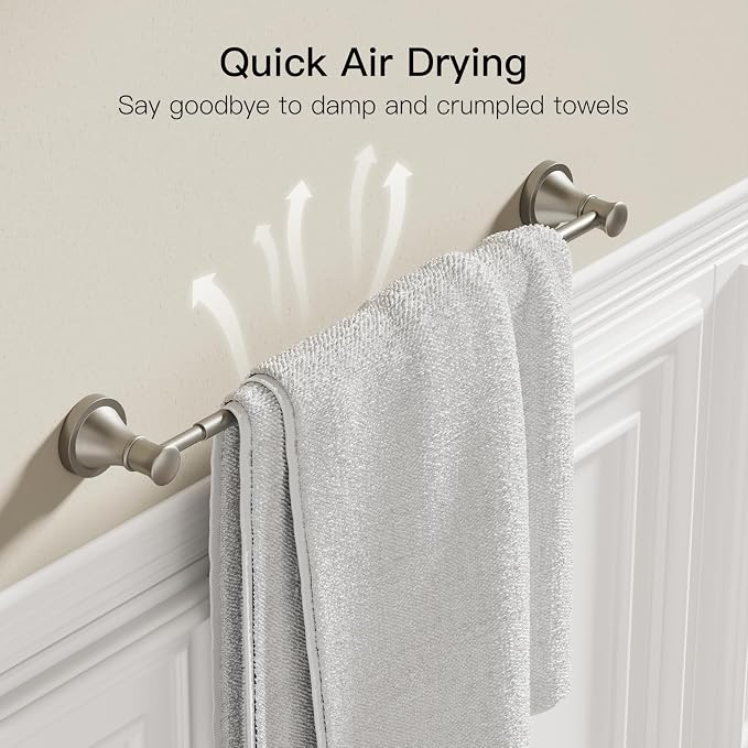 BESy Adjustable 16 to 26 Inch Bath Towel Bar Rack - Image 6