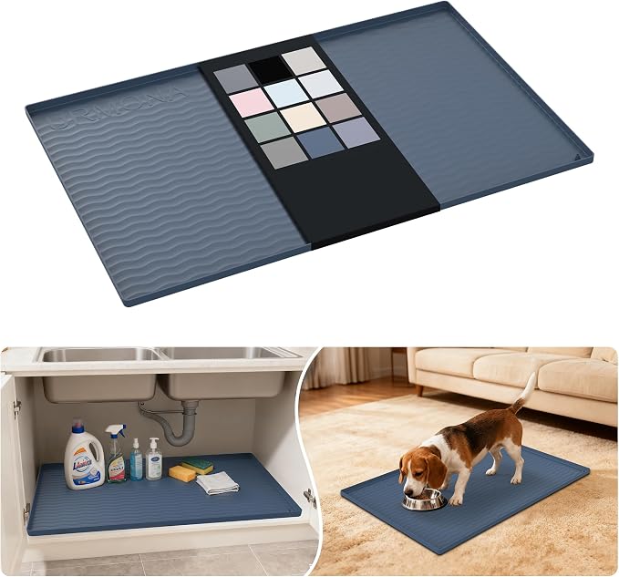 URMONA Waterproof Silicone Under Sink Mat 34'' x 22'' Shelf Liner by URMONA
