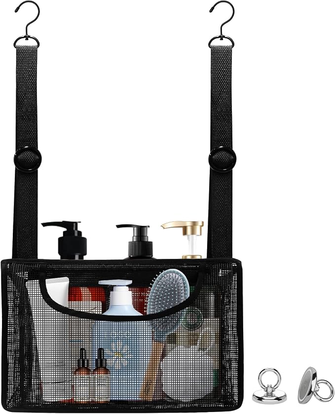 Black PVC Mesh Hanging Shower Caddy by Momooda