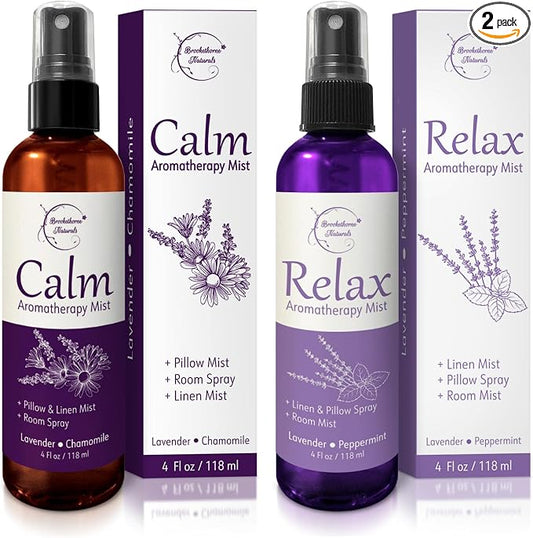 Lavender Spray Aromatherapy Mist Set of 2 – Natural Linen & Pillow Spray by BrookethorneNaturals