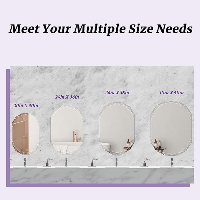 Bathroom Mirror for Wall, Beveled Edge Frameless Wall Mount Vanity, Wall - Image 6