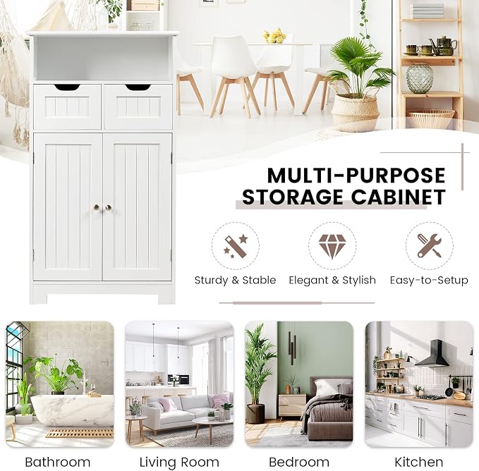 COSTWAY Bathroom Storage Cabinet, Freestanding Storage Organizer - Image 8