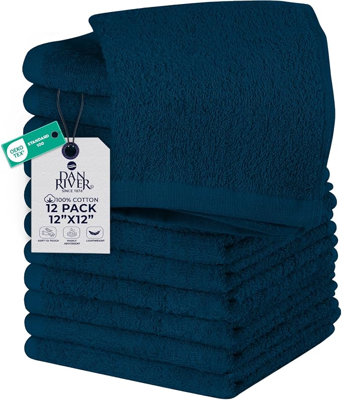 DAN RIVER 12 Pack Wash Cloths for Showering by DanRiver
