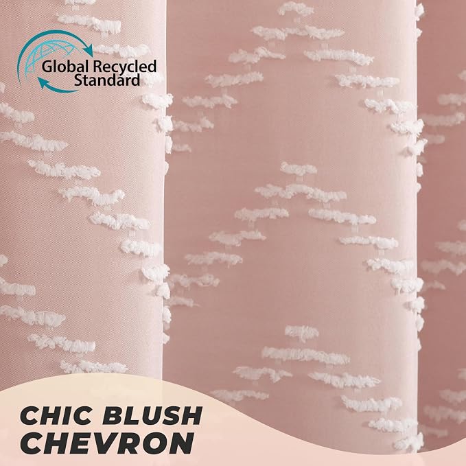 Blush Pink Boho Shower Curtain Cute Shower Curtain Modern Farmhouse Textured - Image 2