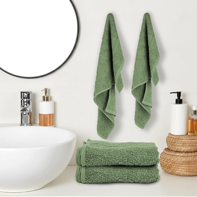 24 Pack Green Hand Towel 100% Cotton Spa Towel – 16x26 inches Highly Absorbable - Image 5
