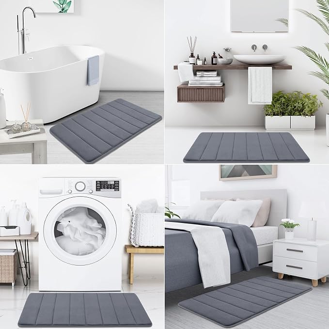 Buganda Memory Foam Bath Mat, Ultra Soft and Non-Slip Bathroom Rugs, Water - Image 8