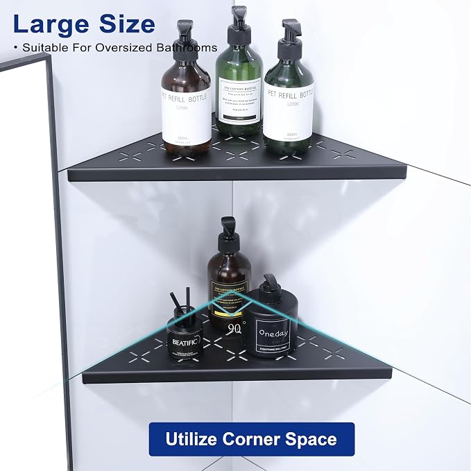 12" Corner Shower Shelf, Recessed Corner Shelf Organizer Rack, Large Size - Image 3