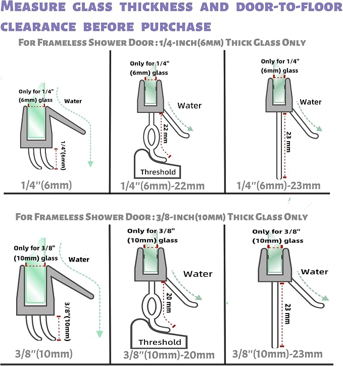 2-Pack Frameless Shower Door Bottom Seal Clear Glass Shower Door Seal Strip - Image 4