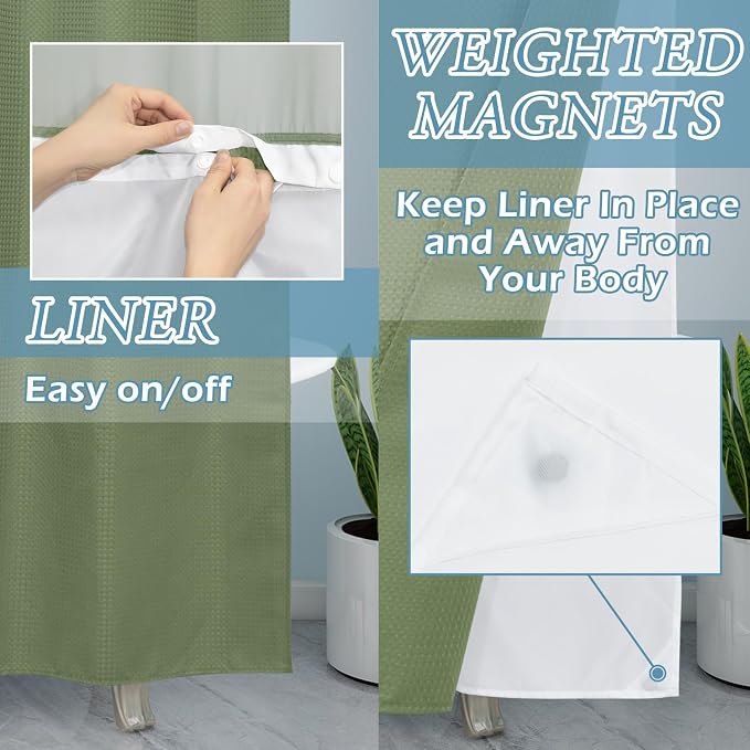 Sage Green Stall Hotel Shower Curtain - Image 4