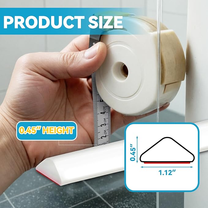 67'' Collapsible Shower Threshold Water Dam Shower Barrier Keeps Water Inside - Image 6