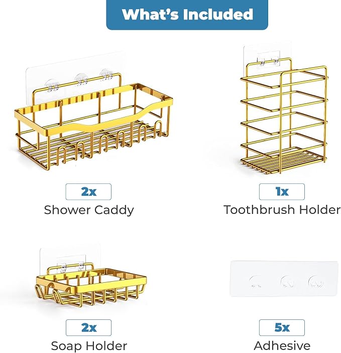 Fab Glass and Mirror 5-Pack Shower Caddy, Bathroom Caddy - Image 6