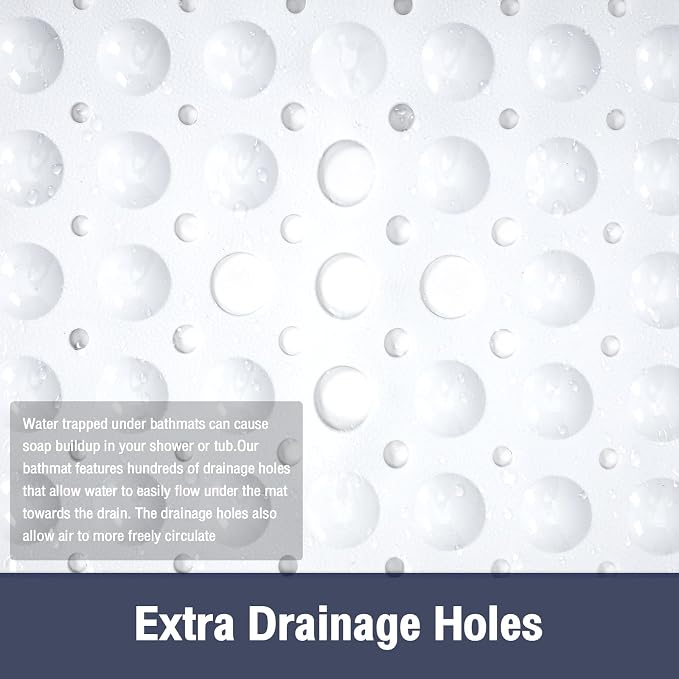 White Square Shower Bathtub Mat Non Slip 21x21 Inch, Soft Bath Mat - Image 4