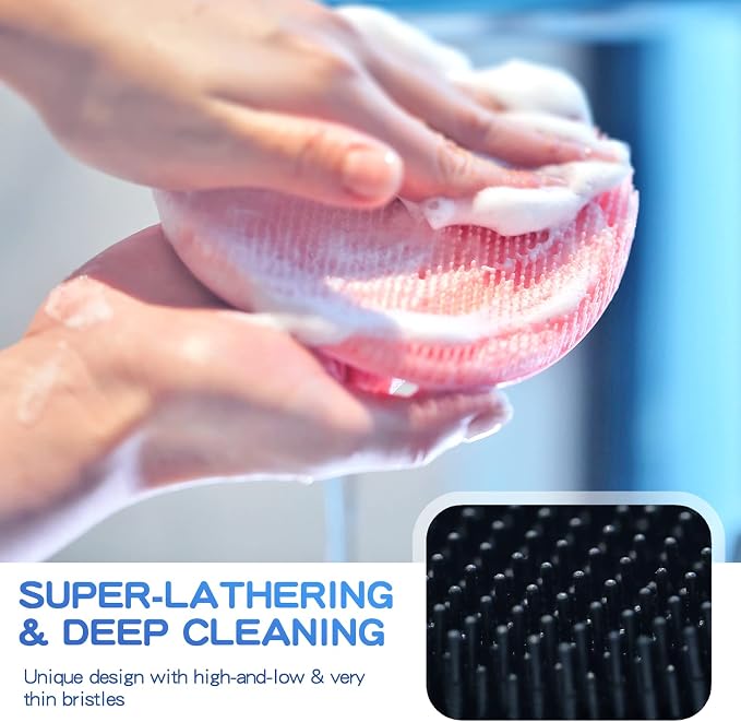 Manmihealth Silicone Back Scrubber & Soft Bath Glove Set, Super-Exfoliating - Image 4
