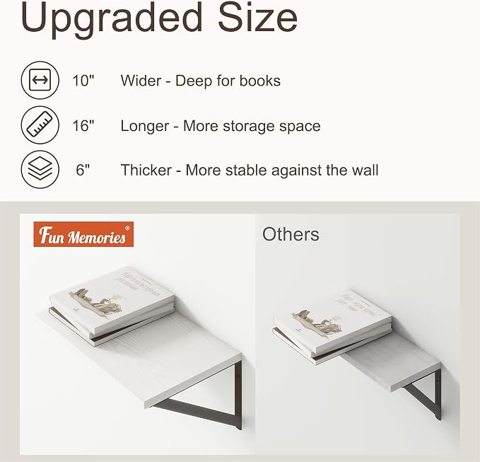 Fun Memories 10 Inch Deep Floating Shelves, Deep Shelves - Image 4