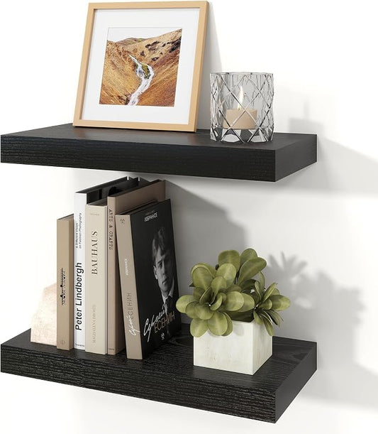 Floating Shelves for Wall, 7.9" Deep Wall Mounted Wood Shelves for Bathroom by Unknown