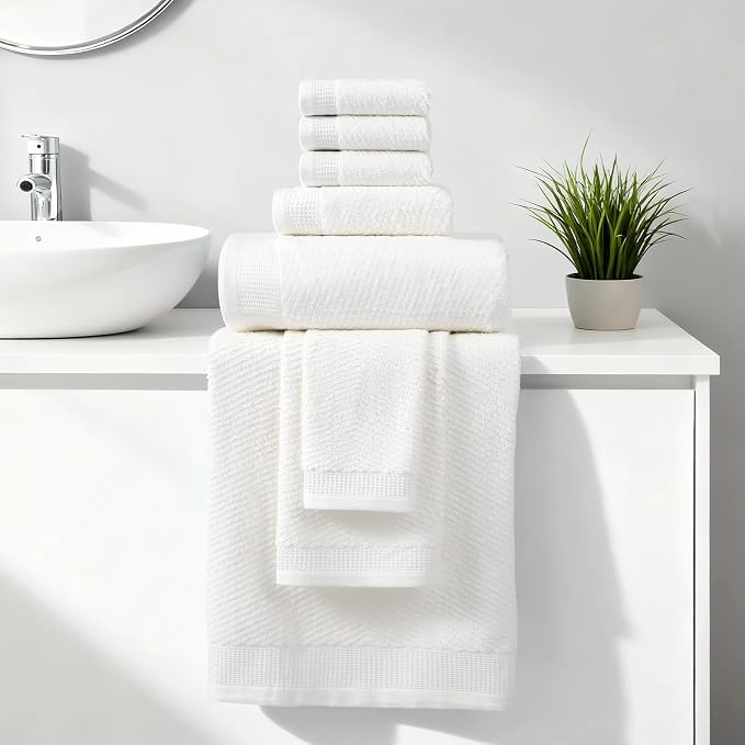 REDKISS Luxury Bath Towel Set of 8, 100% Cotton Bathroom Towels Set - Image 8