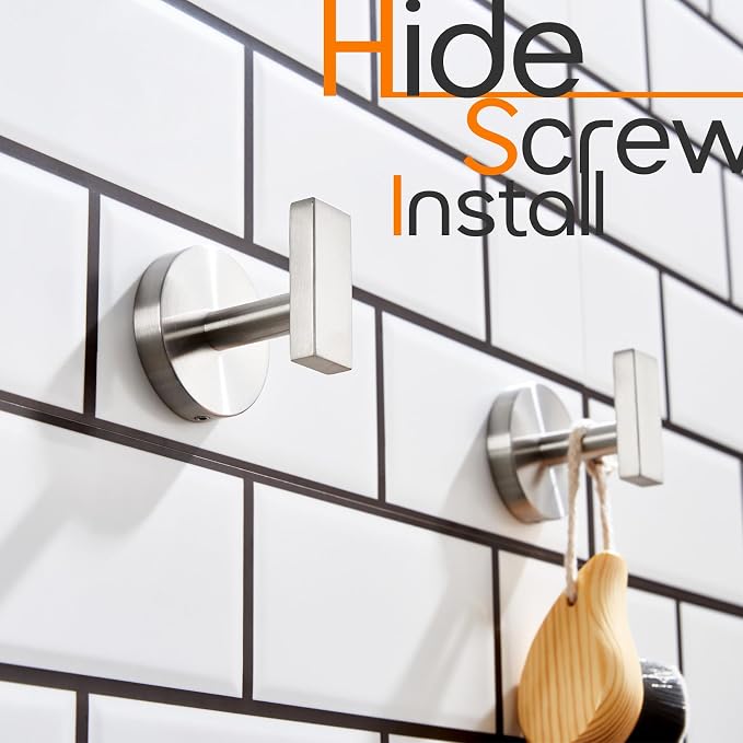 Robe Hook Brushed Nickel Bath Towel Hooks Stainless Steel Wall Hooks - Image 8
