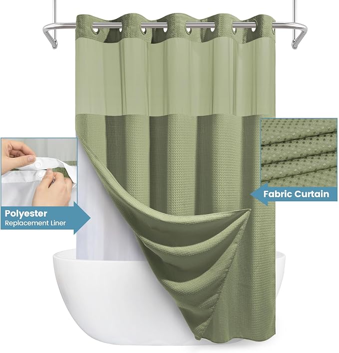 Sage Green Hotel Shower Curtain - Image 4