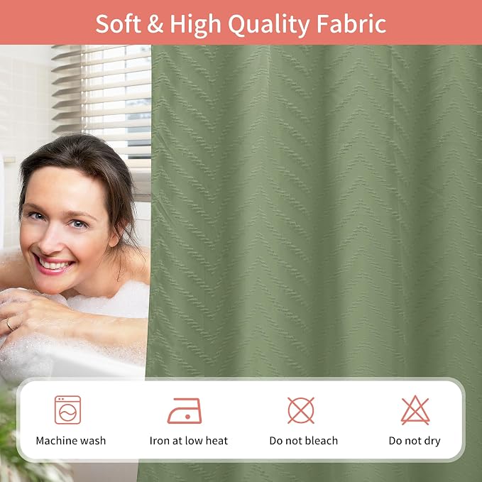 Hookless Shower Curtain with Snap in Liner 71" x 74" Double-Layer Waterproof - Image 5