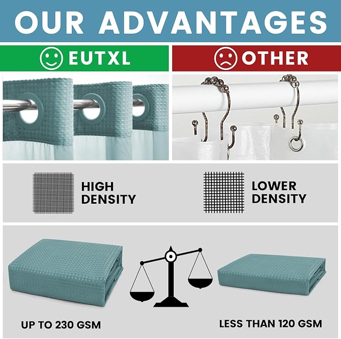 Teal Long No Hook Shower Curtain - Image 2