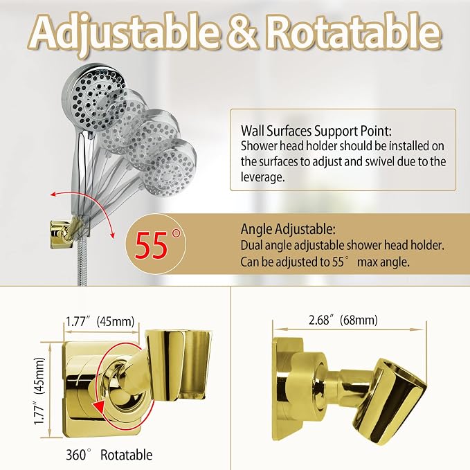 Shower Head Holder Handheld Shower Wand Holder Adjustable Shower Head Bracket - Image 3