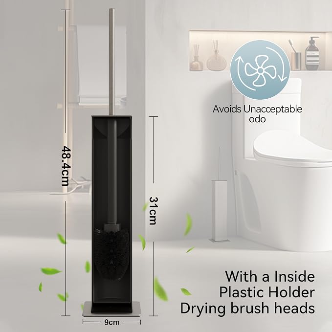 Brushed Nickel Toilet Brush and Holder, Toilet Bowl Brush - Image 3