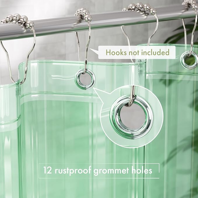 AmazerBath Shower Curtain Liner, 72x72 Transparent Mint Green Shower Liner - Image 3
