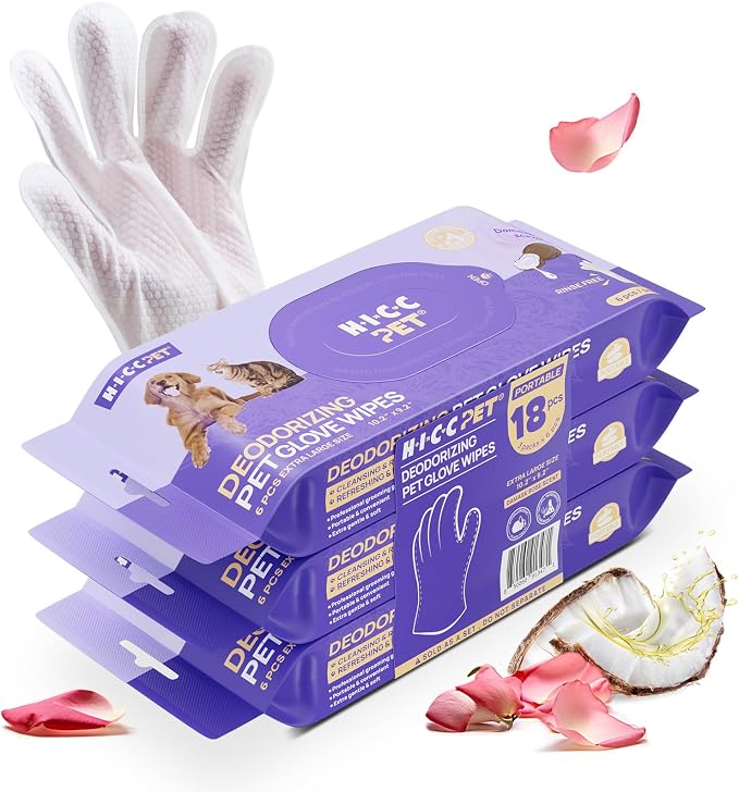 HICC PET Cleaning Deodorizing Glove Wipes by HICCPET