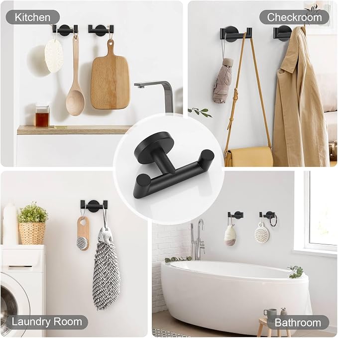 10 Pieces Matte Black Towel Bar Set Bathroom Hardware Accessories Set Upgraded - Image 5