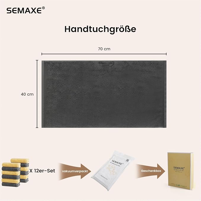 SEMAXE 12 Pack Hand Towels for Bathroom, 100% Cotton Towels - Image 2