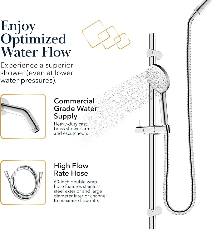BATH ROYALE Handheld Shower Head, Detachable High Pressure & 3 Spray Modes - Image 3