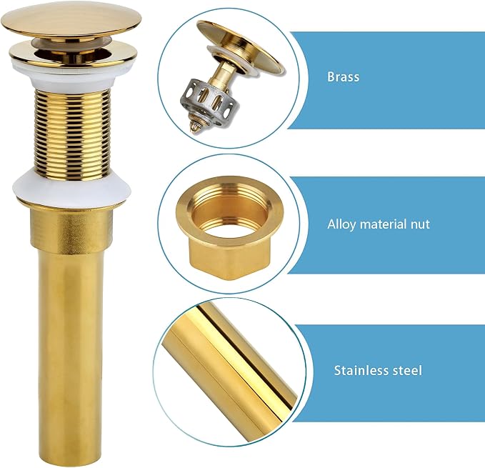 Bathroom Sink Drain, Pop Up Drain Assembly - Image 3