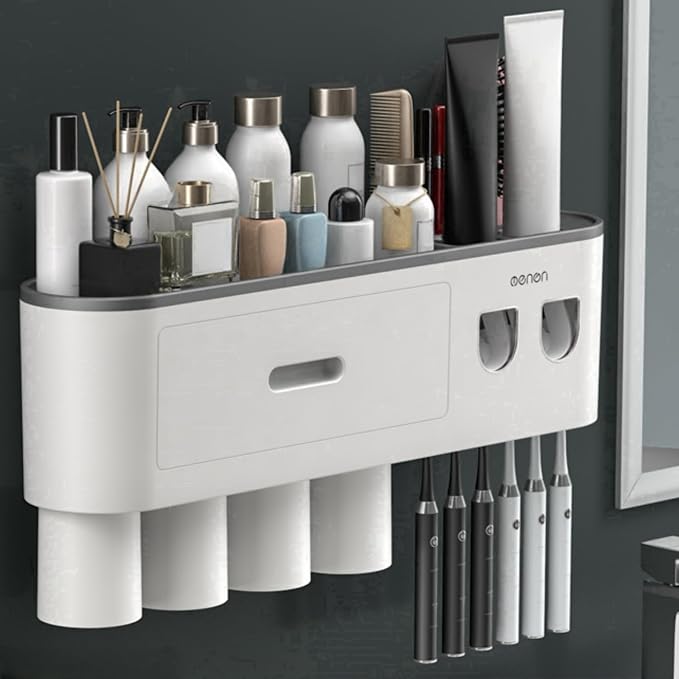 No-Drill Wall Mounted Toothbrush Holder, Bathroom Shelf, by Celsitudo