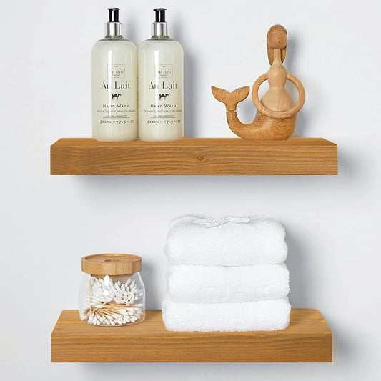 Homeforia 16 inch Golden Oak Floating Shelf, High End Solid Real Wood 16inch by Homeforia