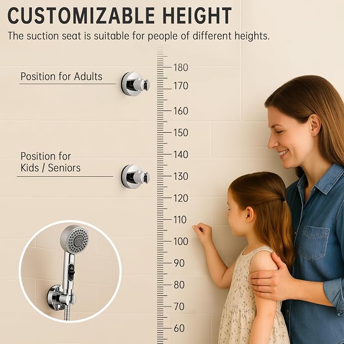 Shower Holder with Suction Cup, Removable No-Drill Wall Mount, Universal - Image 3