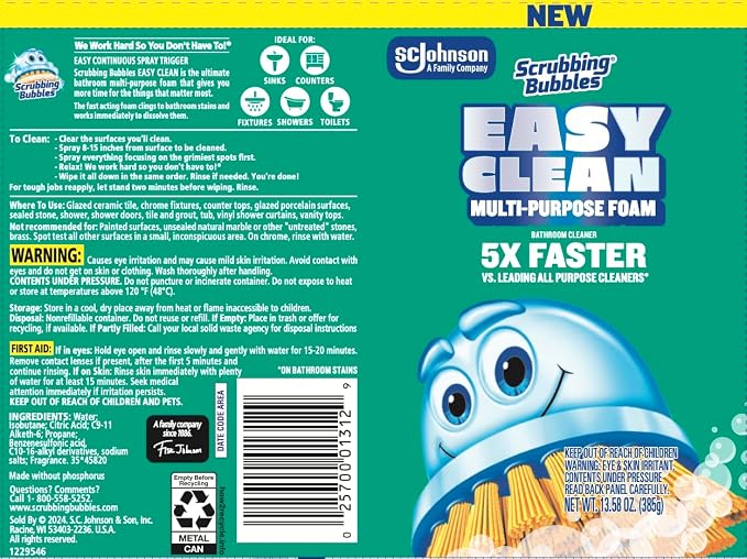 Scrubbing Bubbles Easy Clean Foaming Multipurpose Bathroom Cleaner, Continuous - Image 8