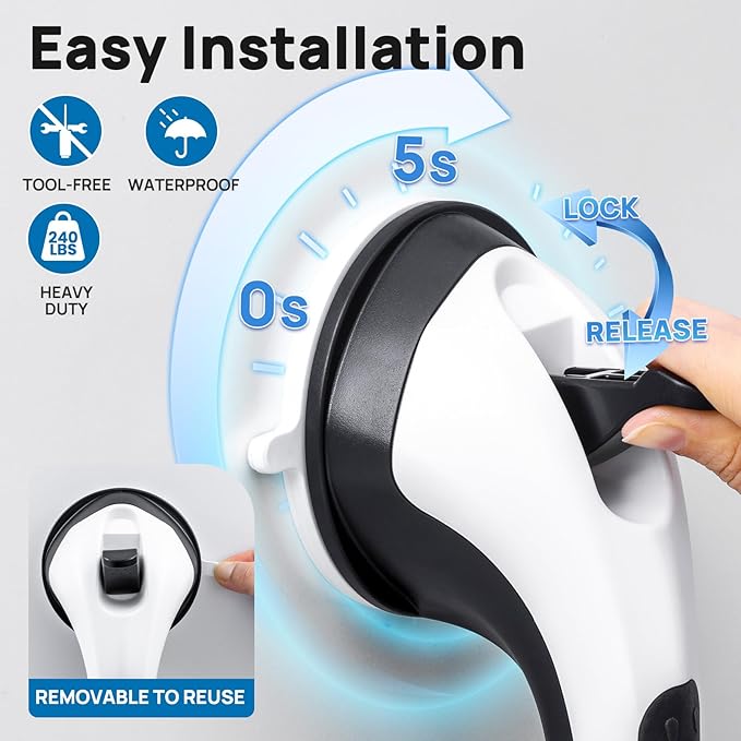 LEVERLOC Grab Bars for Bathtubs and Showers, Shower Handle 17 Inch Strong - Image 3