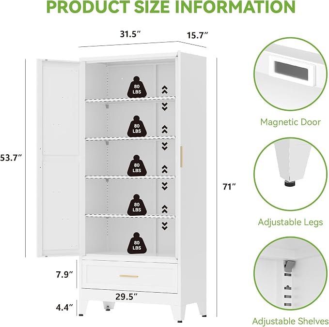 71"Tall Metal Storage Cabinet - Image 2