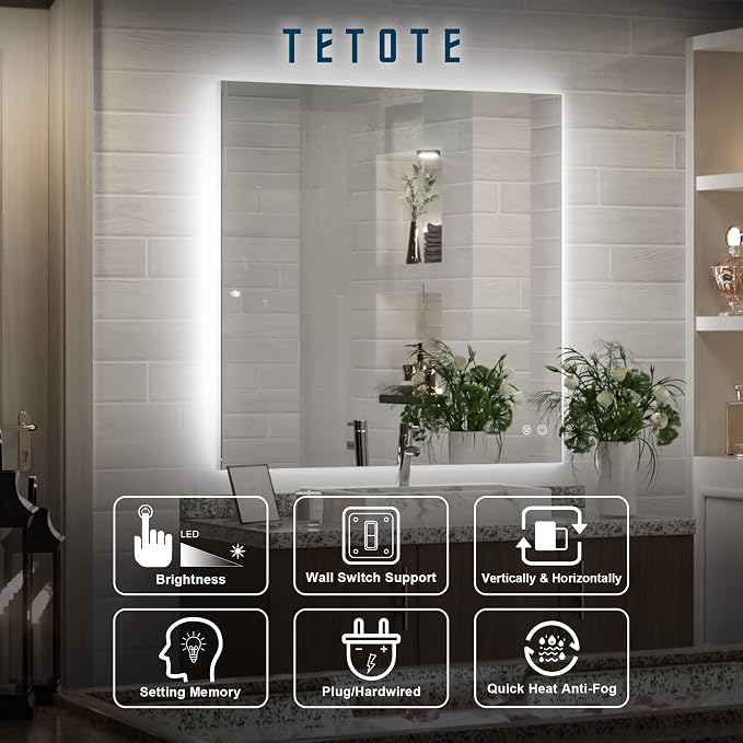 TETOTE 36 x 36 Inch LED Backlit Mirror - Image 7